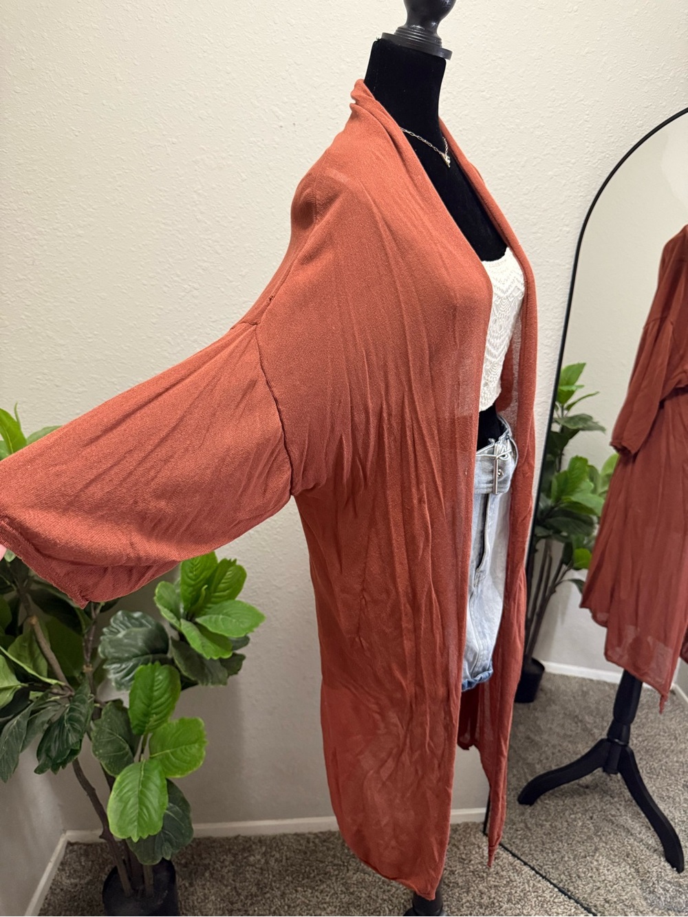 Lightweight Rust Open-Front Cardigan - Picture 2 of 7